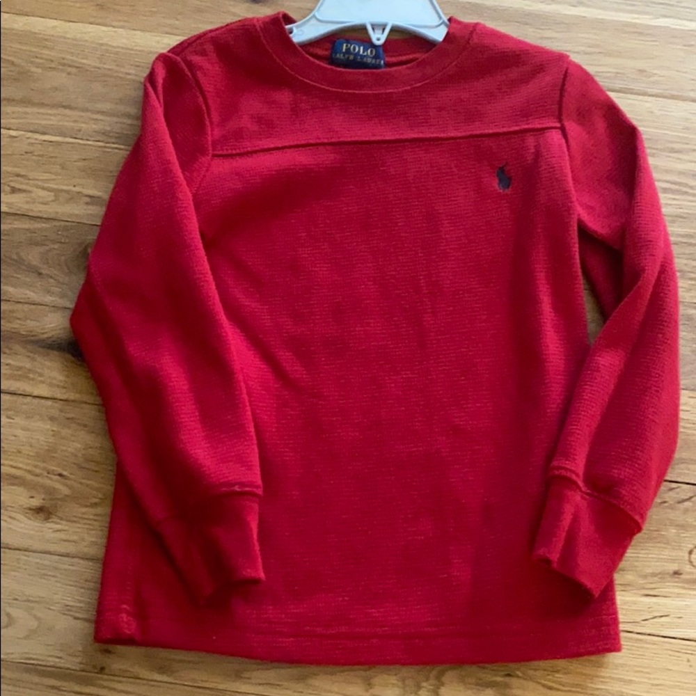 Red polo waffle shirt